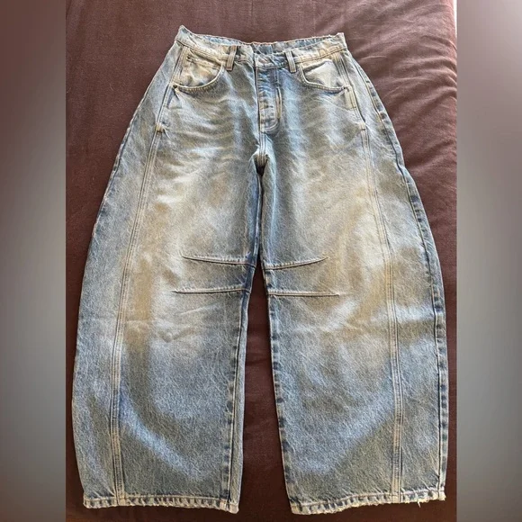 We The Free Mid Rise Good Luck Barrel Jeans in Light Blue - Picture 2 of 7